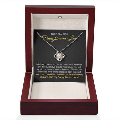 To My Daughter In Law - You are also my Daughter in heart - Love Knot Necklace - Personalize Memories