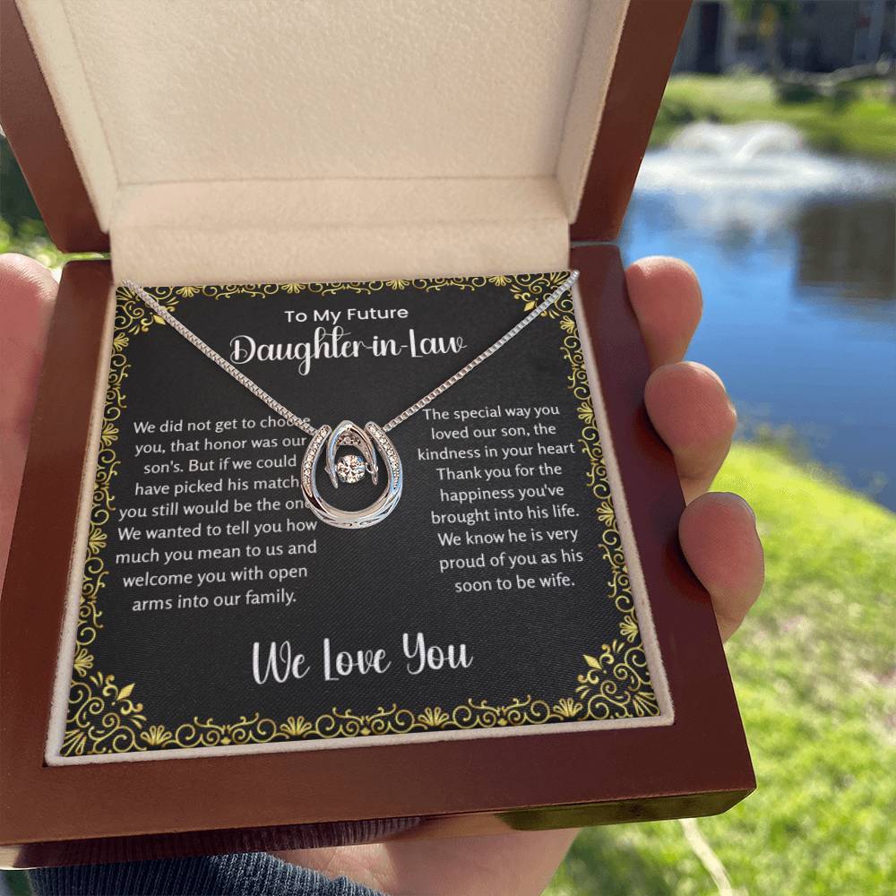 To My Future Daughter In Law - Lucky In Love Necklace - Gift for Bonus Daughter - Personalize Memories