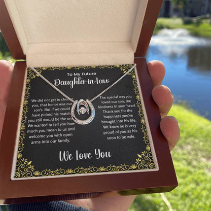To My Future Daughter In Law - Lucky In Love Necklace - Gift for Bonus Daughter - Personalize Memories