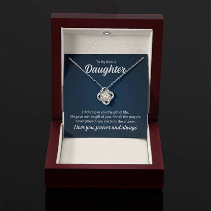 To My Bonus Daughter Necklace – Daughter Gift for Birthday, Graduation Achievements – Love Knot Necklace - Personalize Memories