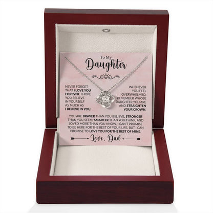 To My Daughter - Never Forget That I Love You - Love Knot Necklace Gift from Dad - Personalize Memories