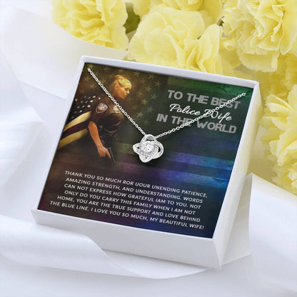 To The Best Police Wife Gift from Husband - Love Knot Necklace Regular price - Personalize Memories