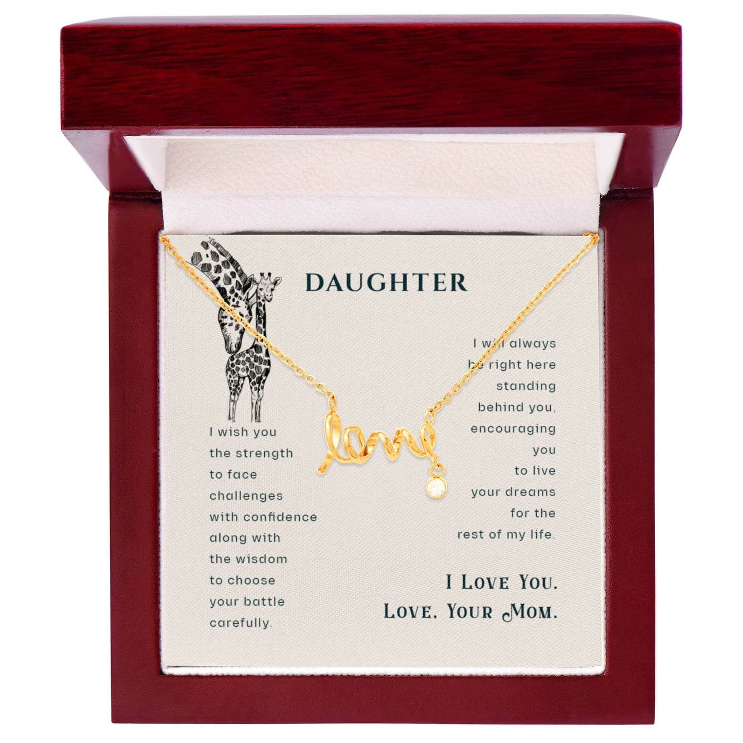 To My Daughter Necklace – Birthday, Graduation Keepsake for Daughter from Mom – Scripted Love Necklace - Personalize Memories