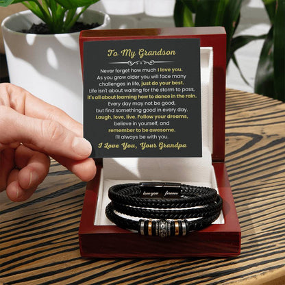 To My Grandson Bracelet – Birthday, Graduation, Christmas Gift from Grandpa – Love You Forever Bracelet - Personalize Memories