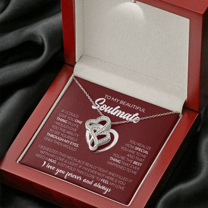 To My Beautiful Soulmate Necklace - Jewelry Gift for Her for Celebrating Romantic Moments - Heart-to-heart Pendant Necklace - Personalize Memories
