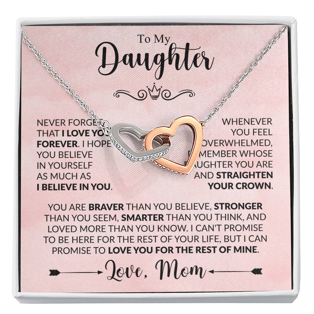To My Daughter - Never Forget That I Love You - Interlocking Hearts Necklace Gift from Mom - Personalize Memories