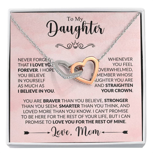 To My Daughter - Never Forget That I Love You - Interlocking Hearts Necklace Gift from Mom - Personalize Memories