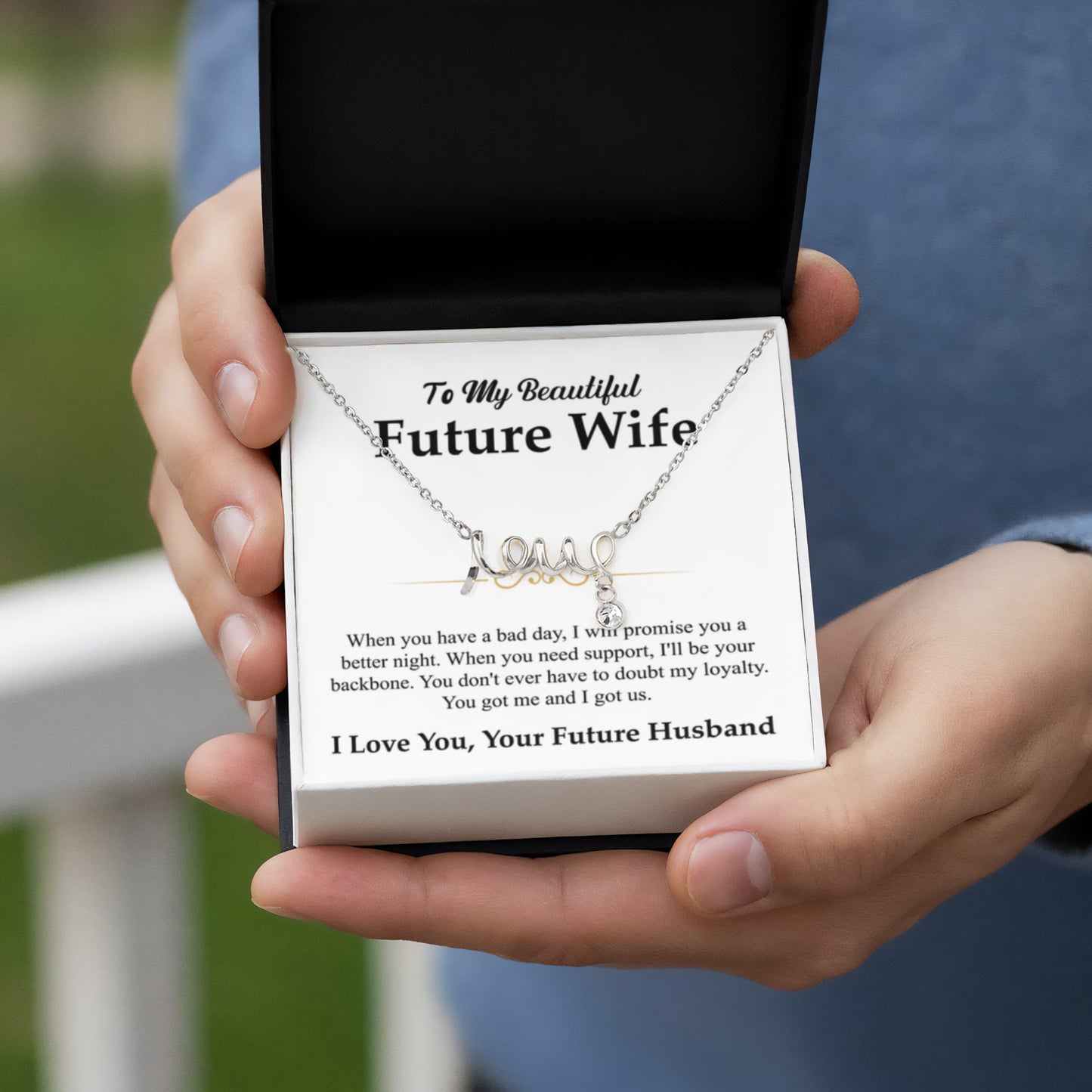 To My Future Wife Gift - Beautiful Necklace for Girlfriend for Birthday, Christmas & Romantic Moments - Scripted Love Necklace - Personalize Memories