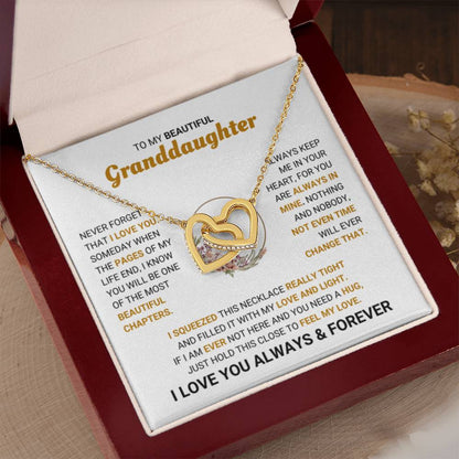 To My Granddaughter Necklace – Jewelry Gift for Granddaughter on Graduation & Birthday – Interlocking Hearts Necklace - Personalize Memories