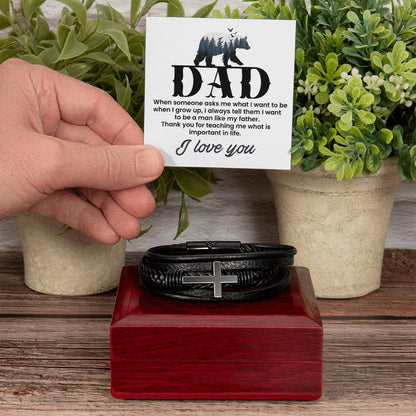 Gift for Dad from Son - I want to be a man like my father - Men's Cross Bracelet - Personalize Memories