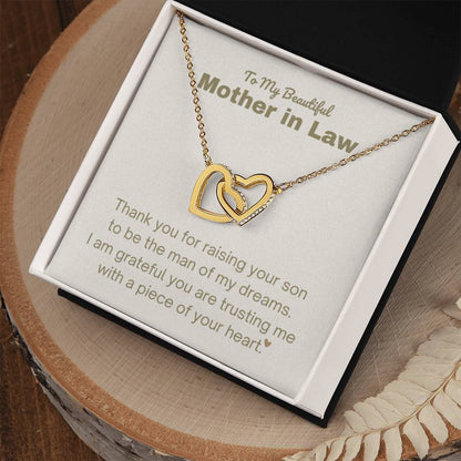 Mother In Law Gift - Thank you for raising the man of my dreams - Interlocking Hearts Necklace - Personalize Memories