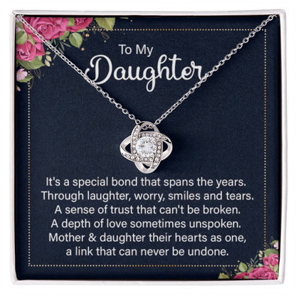 To My Daughter Necklace – Birthday, Graduation Keepsake for Daughter – Love Knot Necklace - Personalize Memories