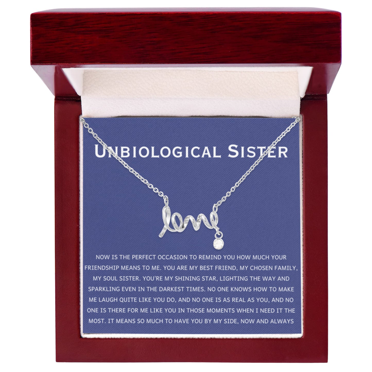 Unbiological Sister Necklace - Gift for Bonus Sister - Scripted Love Necklace - Personalize Memories