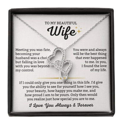 To My Wife Necklace - Romantic Gift from Husband for Birthday, Anniversary, Christmas & Valentine’s Day - Heart-to-heart Pendant Necklace - Personalize Memories