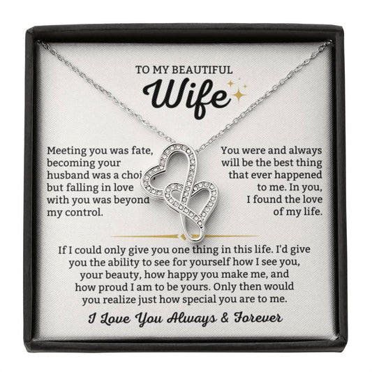 To My Wife Necklace - Romantic Gift from Husband for Birthday, Anniversary, Christmas & Valentine’s Day - Heart-to-heart Pendant Necklace - Personalize Memories