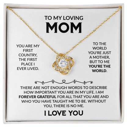 Gift for Mom - I Am Forever Grateful - Love Knot Necklace - Personalize Memories