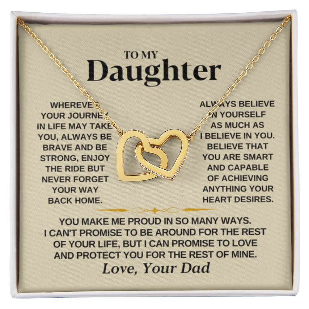 To My Daughter Necklace – Dad to Daughter Birthday Jewelry – Interlocking Hearts Necklace - Personalize Memories