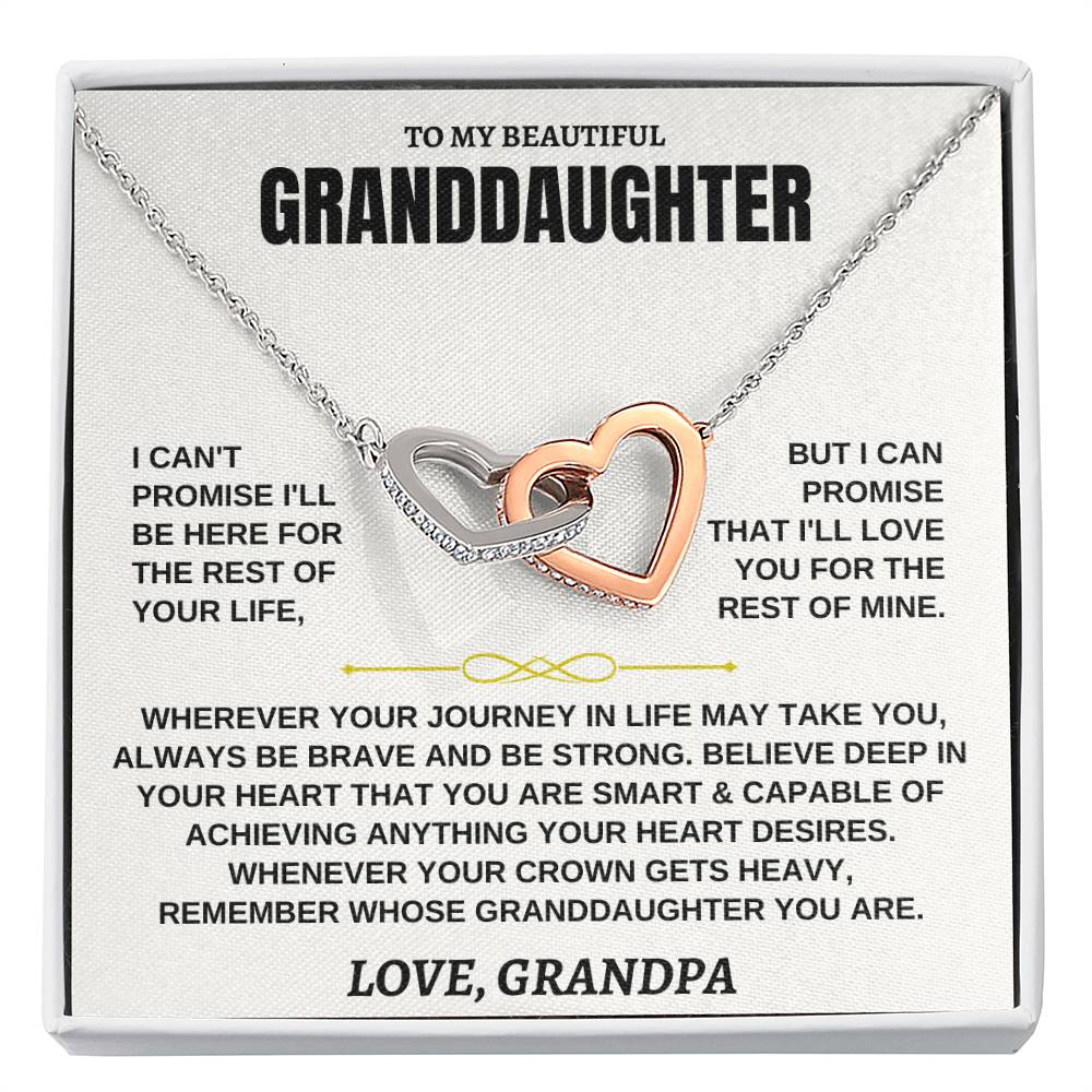 To My Granddaughter - Interlocking Hearts Necklace - Gift From Grandpa - Personalize Memories