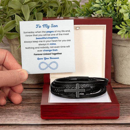 Son Graduation, Birthday Gift – Men’s Cross Bracelet - Personalize Memories