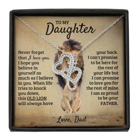To My Daughter Necklace - I am so proud to be your father - Gift for Daughter from Dad - Heart-to-heart Pendant Necklace - Personalize Memories