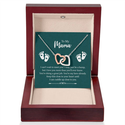 To My Mama - I can't wait to meet you - Interlocking Hearts Necklace - Gift for New Mom - Personalize Memories