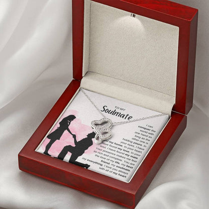 To My Soulmate Necklace - Soulmate Jewelry for Valentine’s Day & Gifts for Her - Heart-to-heart Pendant Necklace - Personalize Memories