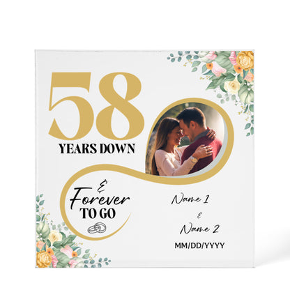 Personalized Acrylic Block, Custom Photo, Happy 58th Wedding Anniversary Gifts, Marriage Gifts, 58 Year Married Gift Wife Husband Present