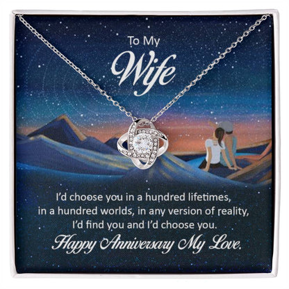 To My Wife - Anniversary Gift for Wife - Love Knot Necklace - Personalize Memories