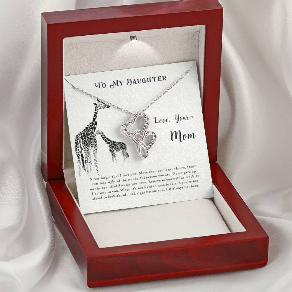 To My Daughter Necklace - Special Gift from Mom for Birthday, Christmas & Proud Mom Moments - Heart-to-heart Necklace - Personalize Memories