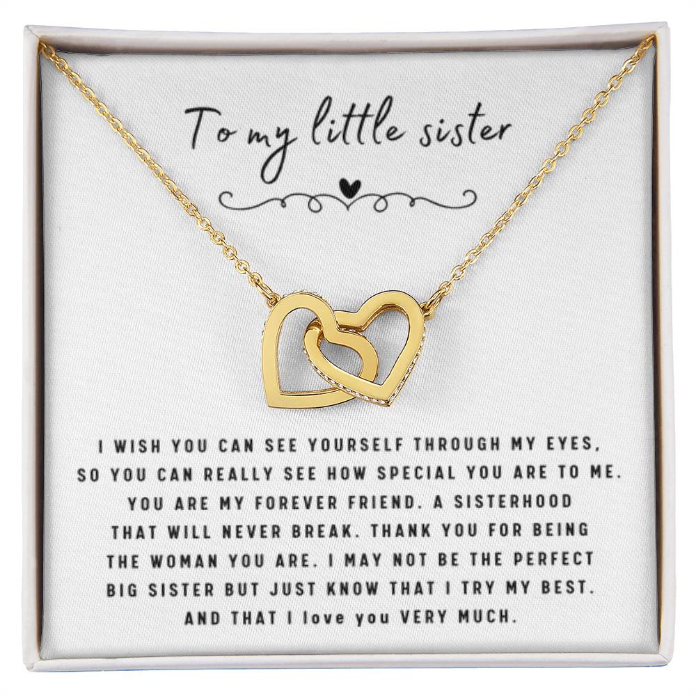 To My Little Sister - Interlocking Hearts Necklace - Gift for Little Sister - Personalize Memories