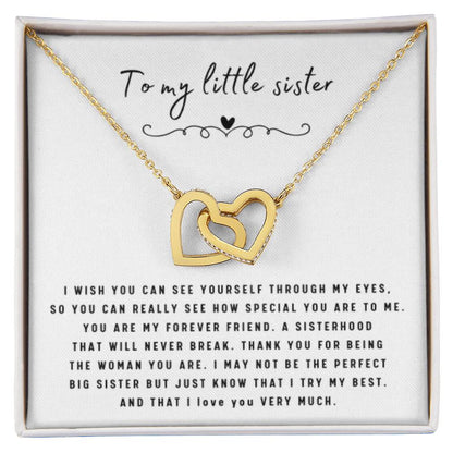 To My Little Sister - Interlocking Hearts Necklace - Gift for Little Sister - Personalize Memories