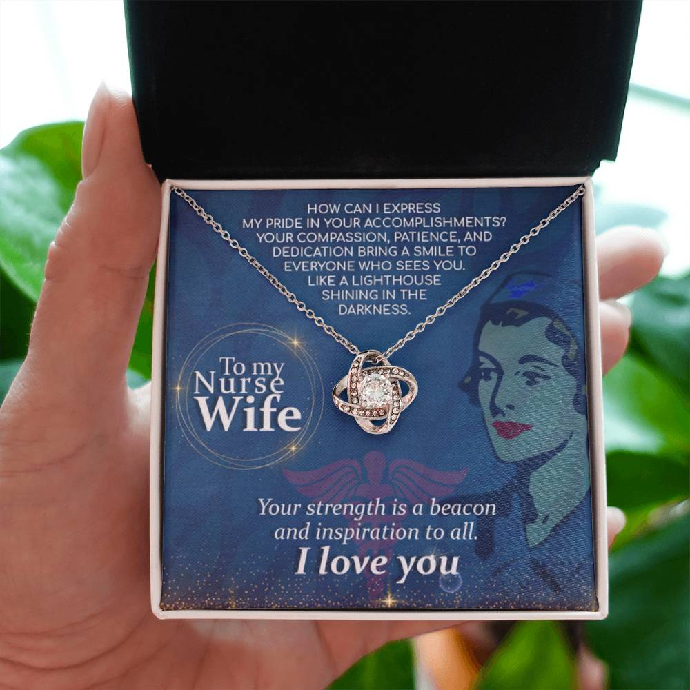 Nurse Wife Gift From Husband - Love Knot Necklace - Personalize Memories