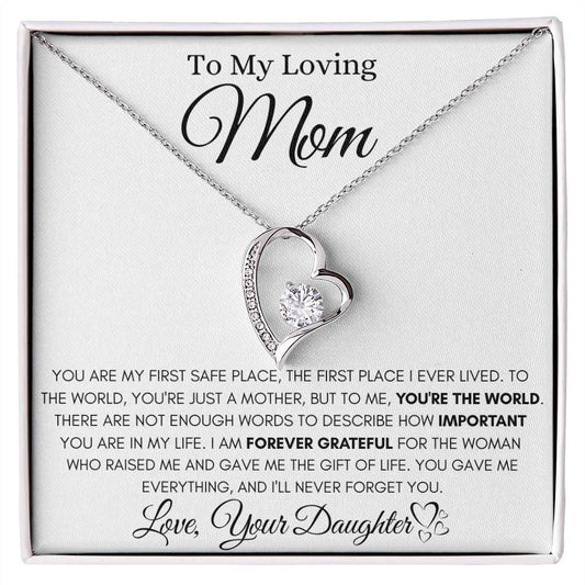To My Loving Mom - You're The World - Forever Love Necklace Gift from Daughter - Personalize Memories