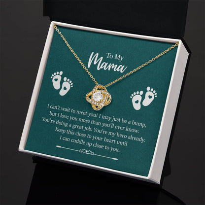 To my mama - I can't wait to meet you New Mom - Love Knot Necklace - Personalize Memories