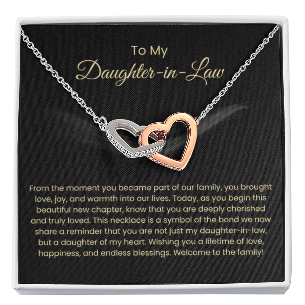 To My Daughter In Law - Interlocking Hearts Necklace - Gift for Daughter in Law - Personalize Memories