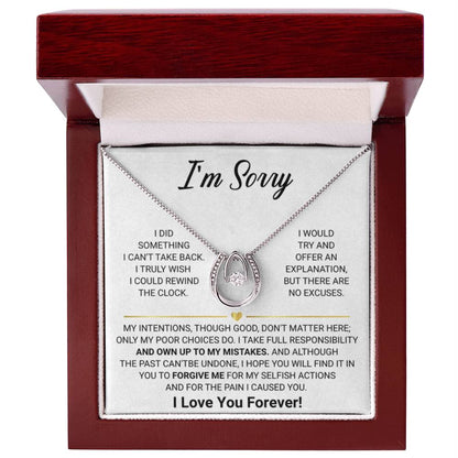 I Am Sorry Gift - Apology Gift for Her - Lucky In Love Necklace - Personalize Memories