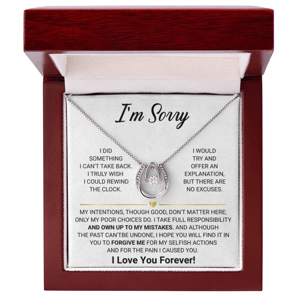 I Am Sorry Gift - Apology Gift for Her - Lucky In Love Necklace - Personalize Memories