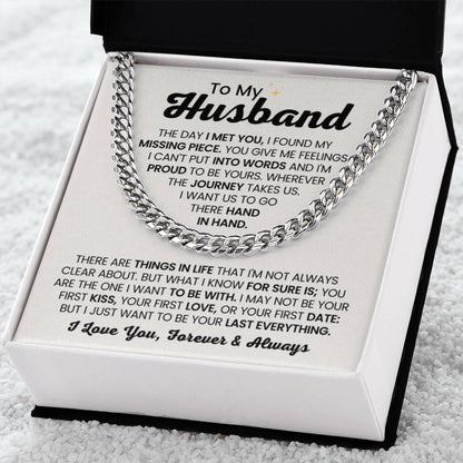 To My Husband - The Day I Met You - Cuban Link Chain - Anniversary & Birthday Gift from Wife - Personalize Memories