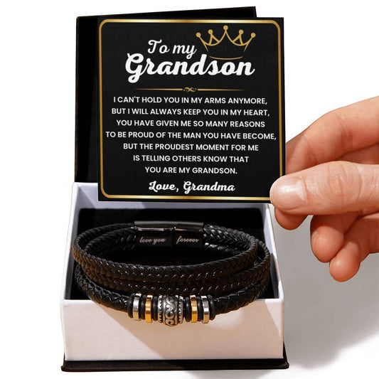 To My Grandson – Birthday, Christmas Jewelry from Grandma – Love You Forever Bracelet - Personalize Memories