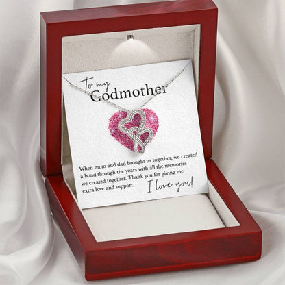To My Godmother - Thank You For Giving Me Extra Love and Support - Heart-to-heart Pendant Necklace - Personalize Memories