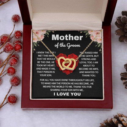 Mother of the Groom Gift - Thank you for sharing your son with me - Interlocking Hearts Necklace - Personalize Memories