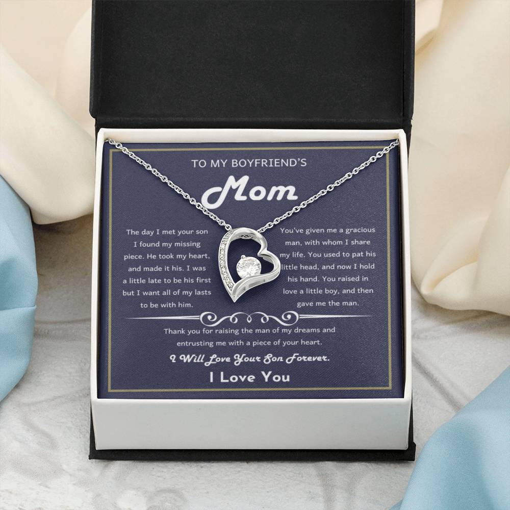 To My Boyfriend's Mom - The day I met your son I found my missing piece - Forever Love Necklace - Unique Bf Mom Present - Personalize Memories