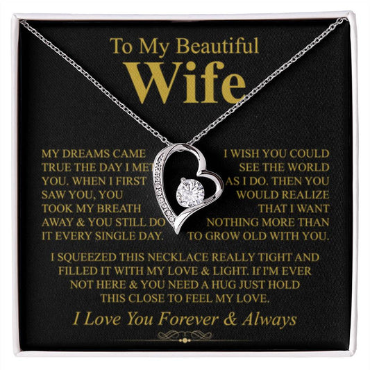 To My Wife Necklace - Heartwarming Gift from Husband for Birthday, Anniversary & Valentine’s Day - Forever Love Necklace - Personalize Memories