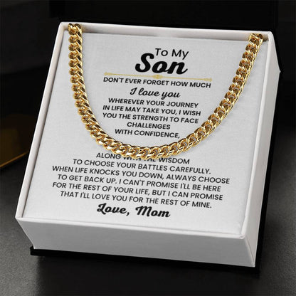 To My Son Necklace – Gift for Son from Mom – Cuban Link Chain - Personalize Memories