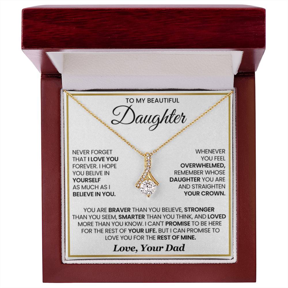 To My Daughter Necklace - Loving Gift for Daughter from Dad for Christmas, Proud Achievements & Special Days - Alluring Beauty Necklace - Personalize Memories