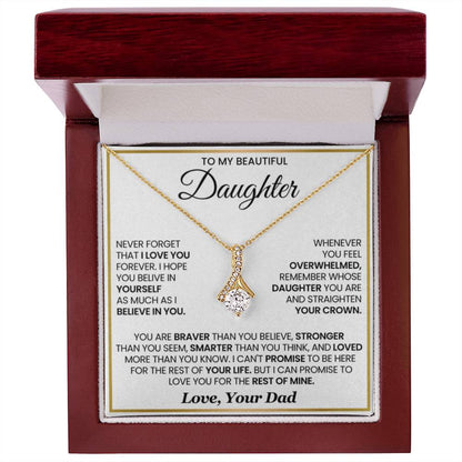 To My Daughter Necklace - Loving Gift for Daughter from Dad for Christmas, Proud Achievements & Special Days - Alluring Beauty Necklace - Personalize Memories