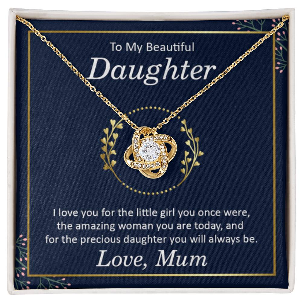 To My Daughter Necklace – Mum to Daughter Present for Graduation – Love Knot Necklace - Personalize Memories