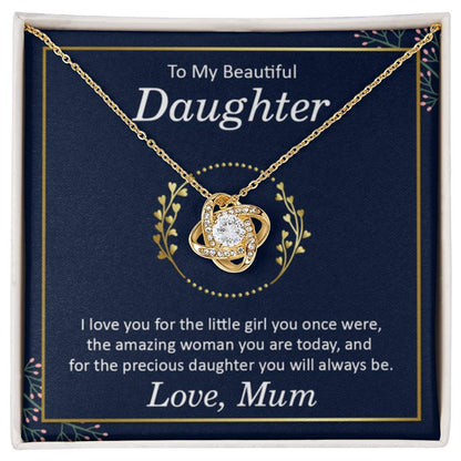 To My Daughter Necklace – Mum to Daughter Present for Graduation – Love Knot Necklace - Personalize Memories