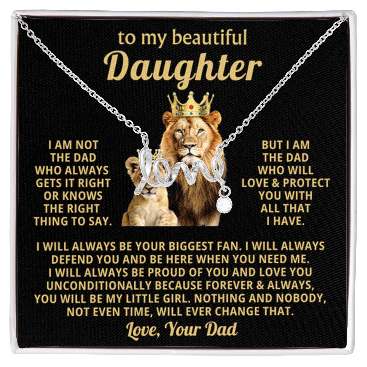 To My Beautiful Daughter Necklace - I will always be your biggest fan - Gift for Daughter from Dad - Scripted Love Necklace - Personalize Memories