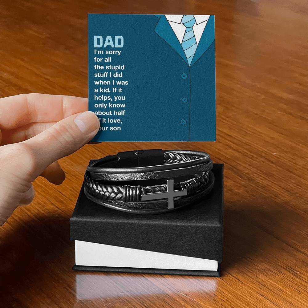 Dad You only know about half of it love - Gift from Son to Dad - Men's Cross Bracelet - Personalize Memories